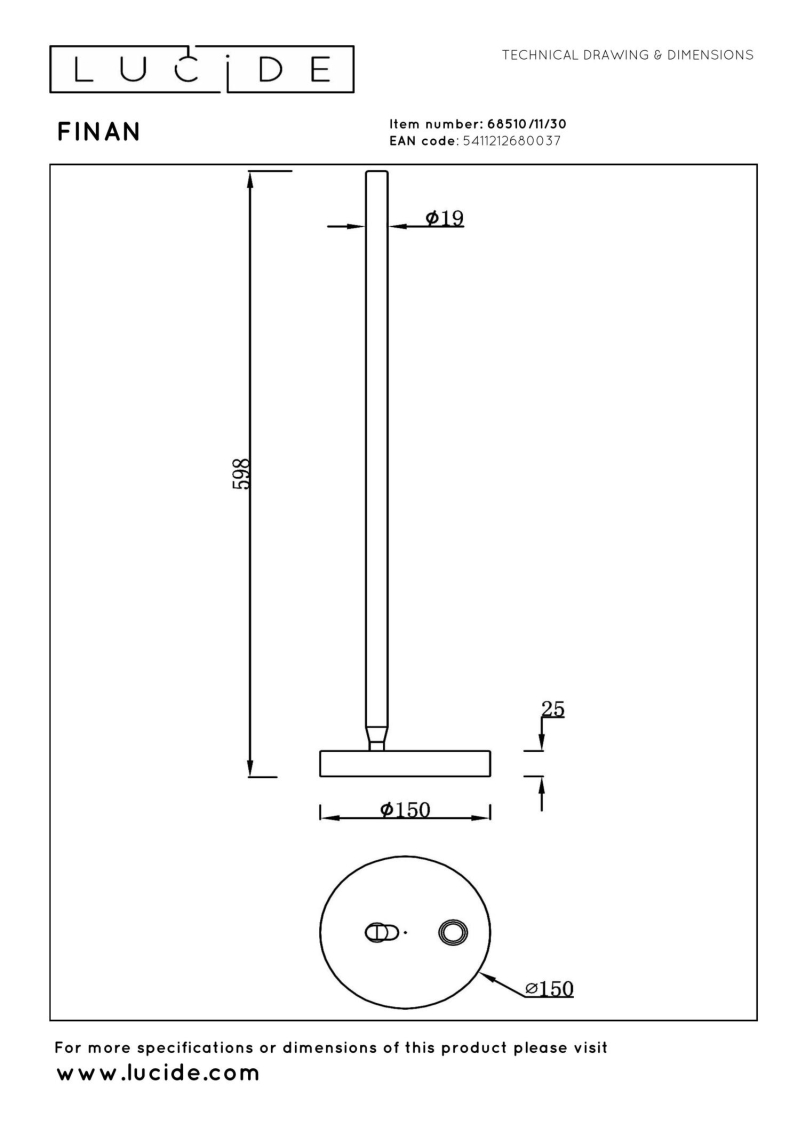 Lucide FINAN - Stolová lampa - LED Dim. - 1x9W 2700K - Čierna